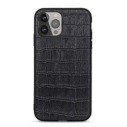 Coque en TPU + cuir véritable anti-rayures en peau de crocodile noir pour votre Apple iPhone 13 Pro Max 6.7 pouces