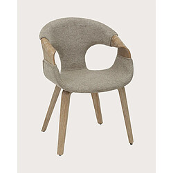 UNIQKA Gazy - chaise en tissu Taupe et bois blanchi pas cher