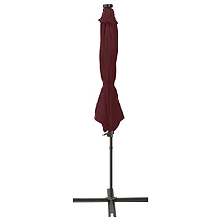 Helloshop26 Parasol meuble de jardin déporté avec mât et lumières led rouge 300 cm bordeaux 02_0008528