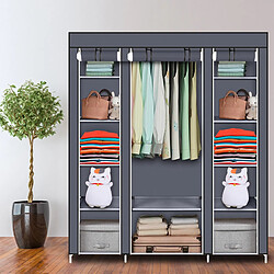 Armoire à vêtements portable de 69 pouces avec tissu non tissé, assemblage rapide et facile, extra solide et durable, gris