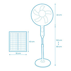 Ventilateur sur Pied EDM 33523 Blanc 25 W Solaire