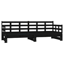 Maison Chic Lit d'appoint Noir Bois de pin solide 2x(80x200)cm,Lit coulissant Lit de repos -GKD52406