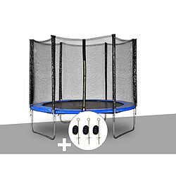 JARDIéco Kit trampoline Jardideco Atlas Ø 2,44 m Bleu + Kit d'ancrage