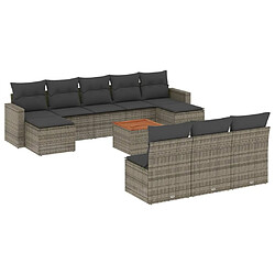 Maison Chic Salon de jardin 11 pcs avec coussins | Ensemble de Table et chaises | Mobilier d'Extérieur gris résine tressée -GKD60741