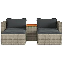 Maison Chic Salon de jardin 5 pcs avec coussins | Ensemble de Table et chaises | Mobilier d'Extérieur gris résine tressée acacia -GKD55392 pas cher