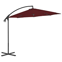 ComfortXL Parasol Déporté Avec Mât En Acier 300 Cm Rouge Bordeaux