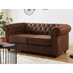 Avis Vente-Unique Canapés 3 places 2 places et un fauteuil CHESTERFIELD en microfibre aspect cuir vieilli