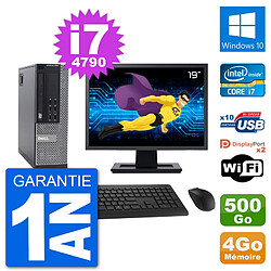 PC Dell 9020 SFF Ecran 19" Intel i7-4790 RAM 4Go Disque 500Go Windows 10 Wifi - Occasion