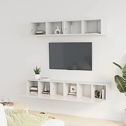 Avis Maison Chic Ensemble de meubles TV 5 pcs | Banc TV Moderne pour salon | Meuble de Rangement - Blanc brillant Bois d'ingénierie -MN77242