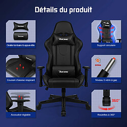 Acheter Lexzurn Chaise Gaming Inclinable 165° Accoudoirs et Hauteur Réglables Fauteuil Gaming Ergonomique Noir