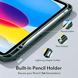 ESR Coque à Pencil Compatible avec iPad 10ème Génération (2022, 10.9 Pouces), Support pour Pencil Intégré, Dos Flexible, Support à Trois Volets, Veille/Réveil Auto ; Séries Rebound, Vert pas cher