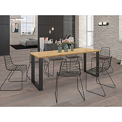 Bestmobilier Caronal - table à manger - chêne clair et noir - 4 à 8 personnes