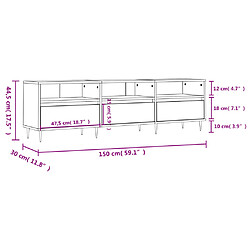 vidaXL Meuble TV gris béton 150x30x44,5 cm bois d'ingénierie pas cher