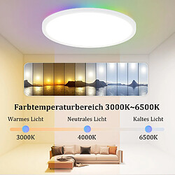 Acheter ZMH Plafonnier LED IP44 RGB Rétro-éclairage 28W Plat et fin avec télécommande