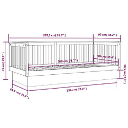 vidaXL Lit de jour sans matelas marron miel 90x200 cm bois pin massif pas cher