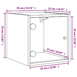 vidaXL Table de chevet avec porte en verre gris béton 35x37x35 cm pas cher