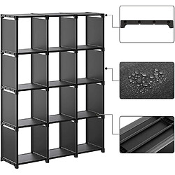 Helloshop26 Cube de rangement bibliothèque à 12 casiers placard modulable étagère de rangement au salon dans la chambre salle de bain 105 x 30 x 140 cm maillet en caoutchouc fourni noir 12_0000483