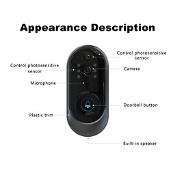 Avis Wewoo Interphone vidéo Visiophone sans fil Portier 720P 6400mAh Sonnette WIFI surveillance téléphonique à distance vocal en temps réel noir