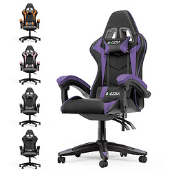 Fauteuil de Bureau - BIGZZIA Chaise Gaming - Siège de Bureau Réglable Gaming Racing - avec coussin et dossier inclinable - Noir et Pourpre