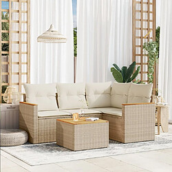 Maison Chic Salon de jardin avec coussins 5 pcs, Ensemble Tables et chaises de jardin,, Ensemble Tables et chaises de jardin, beige résine tressée -GKD565405