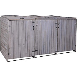 Decoshop26 Abri de poubelles extérieur conteneurs à ordures jusqu'à 6 bacs 126x237,5x98 cm en bois certifié FSC gris anthracite 04_0005616