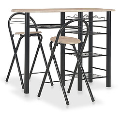 vidaXL Ensemble de bar avec étagères 3 pcs Bois et acier