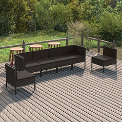 vidaXL Salon de jardin 6 pcs avec coussins résine tressée noir