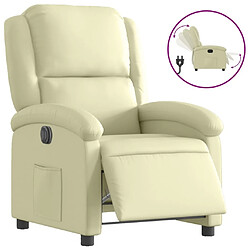 Maison Chic Fauteuil Relax pour salon, Fauteuil inclinable électrique crème cuir véritable -GKD16087