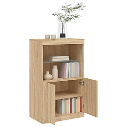 Maison Chic Commode Buffet - Meuble de rangement avec lumières LED chêne sonoma 60,5x37x100 cm -GKD17009 pas cher