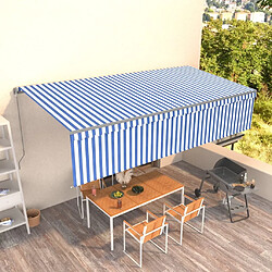 Maison Chic Auvent manuel rétractable avec store | store extérieurs de porte | Marquise Brise-soleil 6x3 m Bleu et blanc -GKD55952