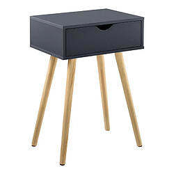 Helloshop26 Petite table avec tiroir table de nuit table de chevet commode meuble de rangement pieds de table en pin 60 cm gris foncé 03_0003142