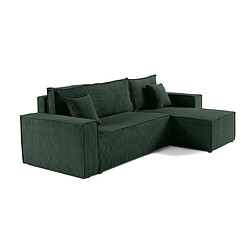 Bestmobilier Cezanne - canapé d'angle réversible - 4 places - convertible avec coffre - en velours côtelé Cezanne - canapé d'angle réversible - 4 places - convertible avec coffre - en velours côtelé - Vert