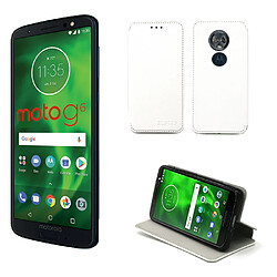 Motorola Moto G6 4G : Etui blanc Slim Style Cuir avec stand - Housse noire coque anti choc de protection smartphone pour (Lenovo) Moto G 6 smartphone 2018 - Accessoires pochette case XEPTIO