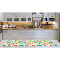 Alter Chemin de cuisine, 100% Made in Italy, Tapis antitache avec impression numérique, Chemin de table antidérapant et lavable, Modèle Fleurs - Flavio, cm 140x52