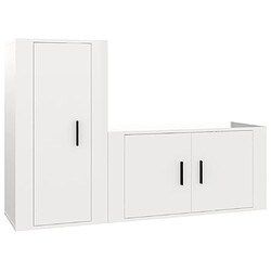 vidaXL Ensemble de meubles TV 2 pcs blanc brillant bois d'ingénierie