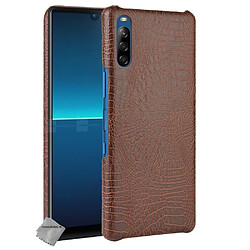 Htdmobiles Coque rigide simili cuir crocodile pour Sony Xperia L4 + film ecran - MARRON