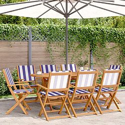 vidaXL Chaises de jardin pliantes lot de 8 tissu et bois massif 