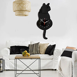 Acheter Horloge murale de chat 3d mignonne queue remuante pour chat chambre décor à la maison chat noir