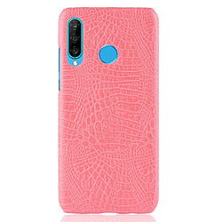 Wewoo Coque PC + PU antichoc en texture de crocodile pour Huawei P Smart + 2019 rose