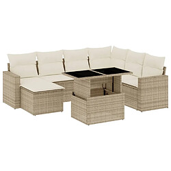 vidaXL Salon de jardin avec coussins 8 pcs beige résine tressée