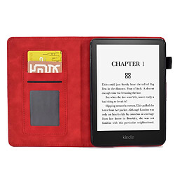 Etui en PU motif en forme de cœur avec support et porte-cartes pour votre Amazon Kindle Paperwhite (2015)/2 (2015)/3 (2015)/4 (2018) - rouge