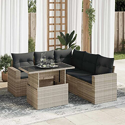 vidaXL Salon de jardin 6 pcs avec coussins gris clair résine tressée