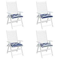 Avis vidaXL Coussins de chaise lot de 4 rayures bleues blanches 50x50x7 cm