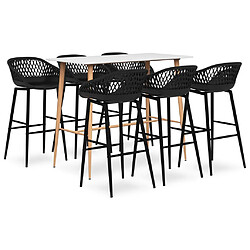 vidaXL Ensemble de bar 7 pcs Blanc et noir