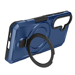 Avizar Coque pour Samsung Galaxy S24 Bague Support Bi-Matière Antichoc Bleu Nuit