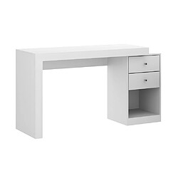 Vente-Unique Bureau extensible 2 tiroirs et 1 niche - Coloris : Blanc - EVAN