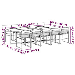 vidaXL Ensemble à manger de jardin avec coussins 11pcs blanc textilène pas cher