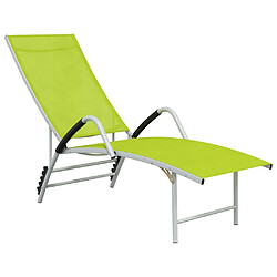 Helloshop26 Transat chaise longue bain de soleil lit de jardin terrasse meuble d'extérieur textilène et aluminium vert 02_0012936