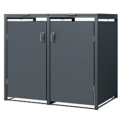 ML DESIGN MODERN LIVING Abri pour 2 poubelles 240L acier anthracite 132x80x116,3 cm avec poignées 4 clés