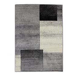 Thedecofactory JOY DE LUXE - Tapis toucher laineux motifs carrés gris 160x230 